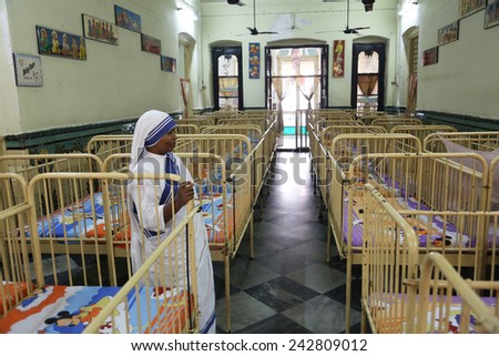 KOLKATA, INDIA - FEBRUARY 11: Shishu Bhavan, one of the houses established by Mother Teresa and run by the Missionaries of Charity in Kolkata, India on February 11, 2014.