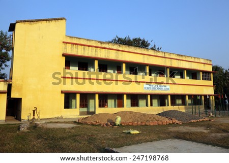 KUMROKHALI, INDIA - FEBRUARY 13, 2014: Father Ante Gabric Memorial School. The school is named after a famous Croatian Jesuit missionary Ante Gabric.