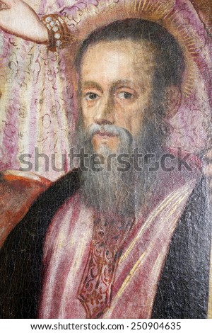 ZAGREB, CROATIA - DECEMBER 12: Jacopo Tintoretto: Saint Andrew exhibited at the Great Masters renesnse in Croatia, opened December 12, 2011. in Zagreb, Croatia