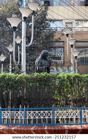 KOLKATA, INDIA - FEBRUARY 09: Monument of Mother Teresa, Nobel Prize Winner in center of Kolkata, West Bengal, India on February 09, 2014