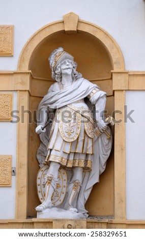 GRAZ, AUSTRIA - JANUARY 10, 2015: Mars, Roman god of war, Arsenal (Zeughaus) historic center listed as World Heritage by UNESCO in Graz, Styria, Austria on January 10, 2015.