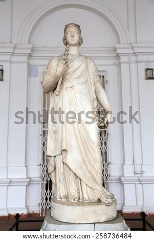 KOLKATA, INDIA - FEBRUARY 15: Statue of Queen Victoria, Indian Museum in Kolkata, on February 15, 2014