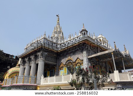 KOLKATA,INDIA - FEBRUARY 12: Jain Temple (also called Parshwanath Temple) is a Jain temple at Badridas Temple Street is a major tourist attraction in Kolkata, West Bengal, India on February 12,2014.