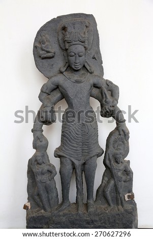KOLKATA, INDIA - FEBRUARY 15: Vishnu, from 11th century found in Chaitanpur, Bardhaman, West Bengal now exposed in the Indian Museum in Kolkata, on February 15, 2014