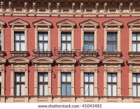 Windows in big red house, Zagreb