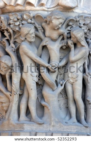 Adam and Eve, Notre Dame Cathedral, Paris, Portal of the Virgin