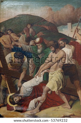 9th Stations of the Cross, Jesus falls the third time