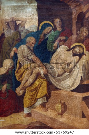 jesus tomb clipart. Jesus is laid in the tomb