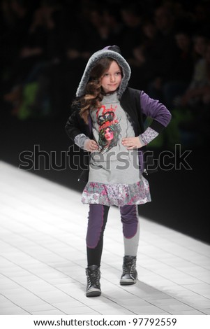 ZAGREB, CROATIA - MARCH 16: Fashion model wears clothes made by Bambi by Zigman on 