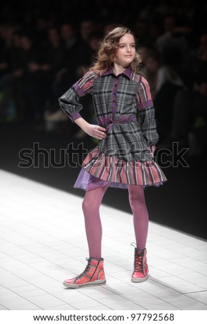 ZAGREB, CROATIA - MARCH 16: Fashion model wears clothes made by Bambi by Zigman on 