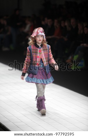 ZAGREB, CROATIA - MARCH 16: Fashion model wears clothes made by Bambi by Zigman on \