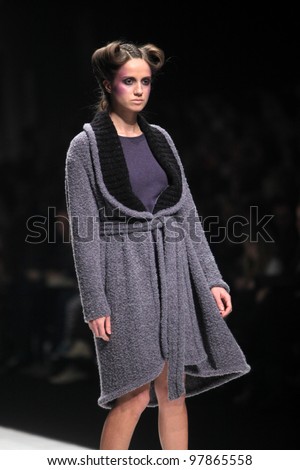 ZAGREB, CROATIA - MARCH 16: Fashion model wears clothes made by Arena by Galas on 