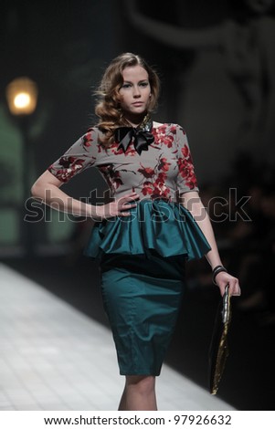 ZAGREB, CROATIA - MARCH 17: Fashion model wears clothes made by Envy Room on \