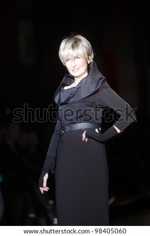 ZAGREB, CROATIA - MARCH 21: Fashion model wears clothes made by Xenia Design on \