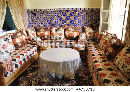 Oriental decorated lounge in Morocco