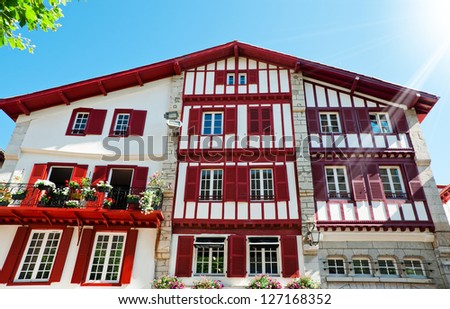 Typical Basque house in St Jean de Luz, Basque Country, France