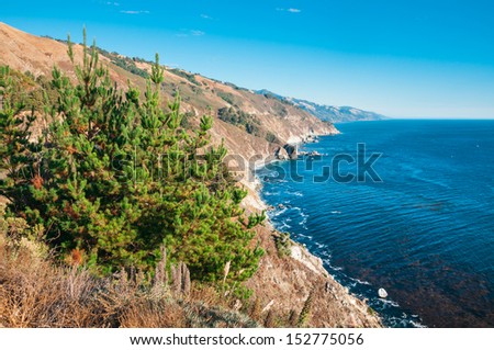 California coast from Highway 1 near Big Sur, California