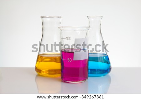 Color chemicals in laboratory glassware