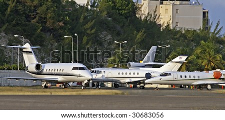 private jets on the ramp