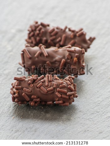 Truffle candy coated chocolate with decorative powdered for the occasion.