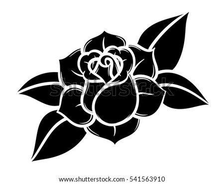 Flowers roses, black and white. Isolated on white background. Vector illustration.
