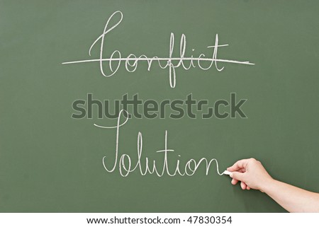 solution rather than conflict,  written in a blackboard