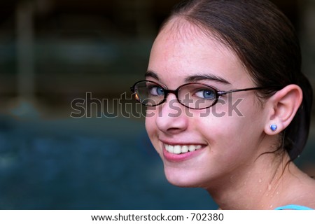 teen girl in swimming pool