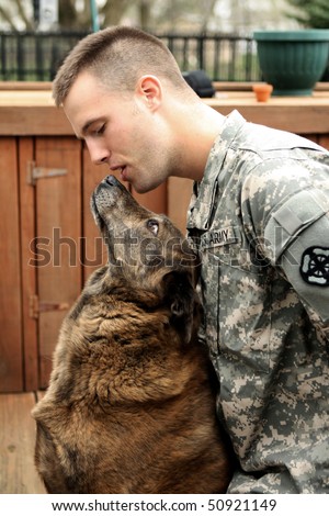 Army Soldier with Dog