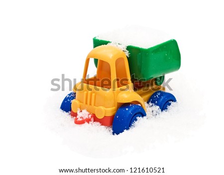 Child\'s truck in snow