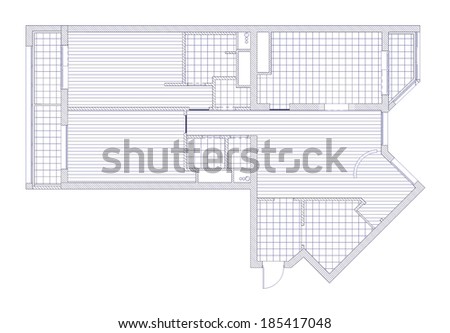draft plan of floor coverings of the apartment blue