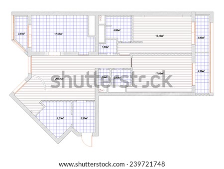 draft plan of floor coverings of the apartment with the indication of the area