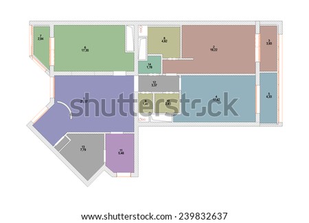 The plan of an explication of rooms of the apartment with the indication of the area
