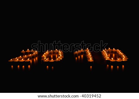Small candles in the form of number of year