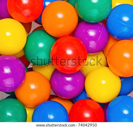 Many colour plastic balls from children\'s small town