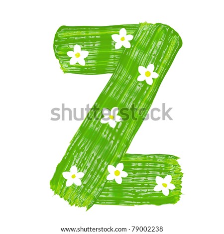 stock photo : The green letters Z drawn by paints with white blossom