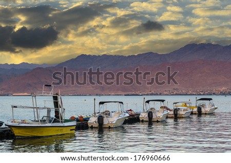 Water sport facilities at the Red Sea near Eilat, Israel