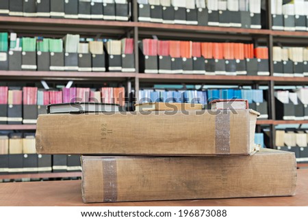 Old academic books and journals in library