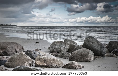 The first autumnal storm at the gulf of Riga, Baltic Sea