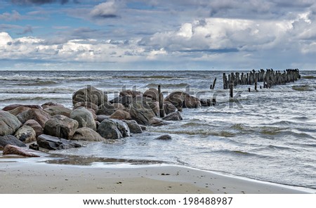 The first autumnal storm at the Baltic Sea, Kurzeme coastal, Latvia