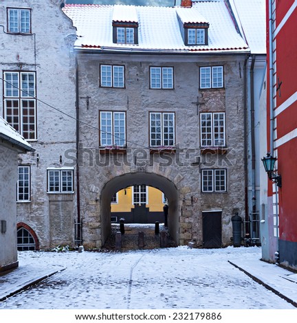 Medieval street in the old Riga city, Latvia. In 2014, Riga is the European capital of culture