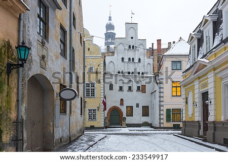 Medieval street in the old Riga city, Latvia. In 2014, Riga is the European capital of culture