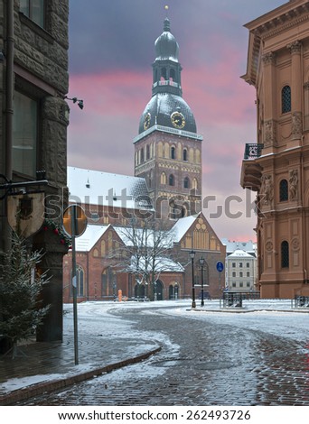 Dome cathedral at the early winter morning, Riga, Latvia.
