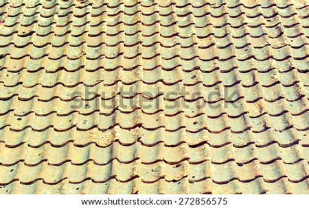 Texture of old tiled roof, Image was tuned for inspiration of retro style