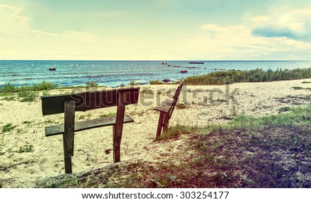 Coastal landscape at the Baltic Sea. Image toned for inspiration of retro style