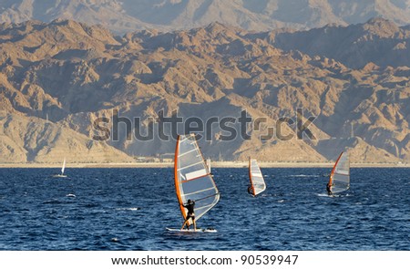Water sport and recreation activities in the Aqaba gulf (Red Sea), Eilat, Israel