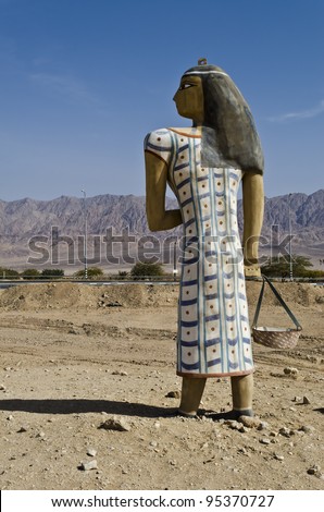Figure of ancient Egyptian woman at the entrance to Timna National park, 25 km from Eilat, Israel