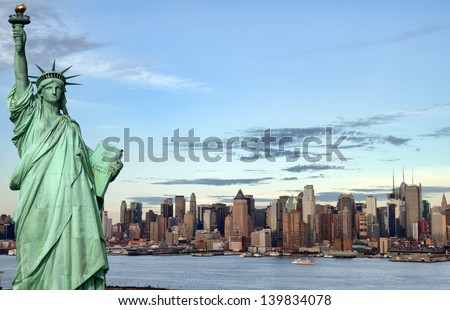 Famous New York City, Evening Cityscape, Tourism Concept
