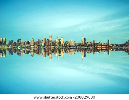 new york city cityscape over hudson river pic