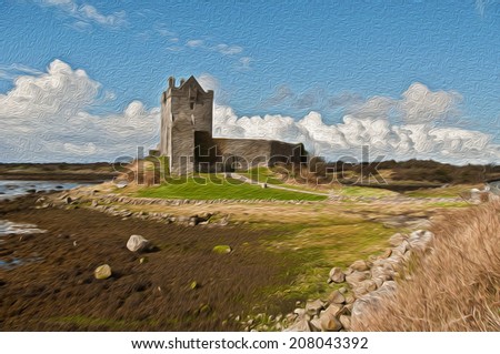 oil painting of an irish castle by the sea
