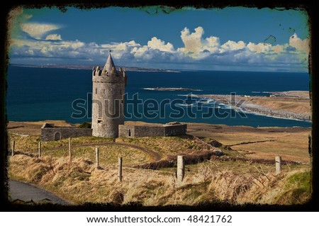 photo grunge texture old ancient irish castle on the west of ireland